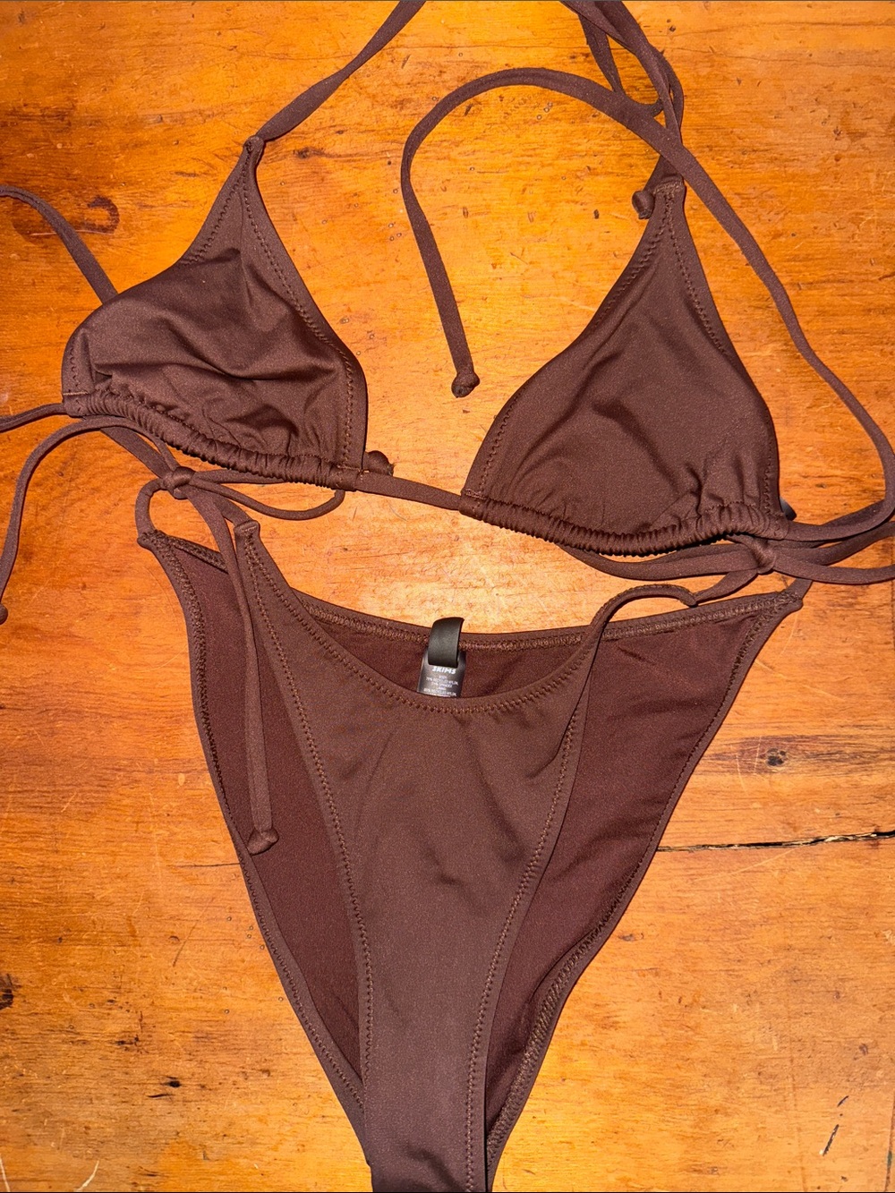 SKIMS Women’s Brown String Bikini small bottom and top - NEVER WORN
